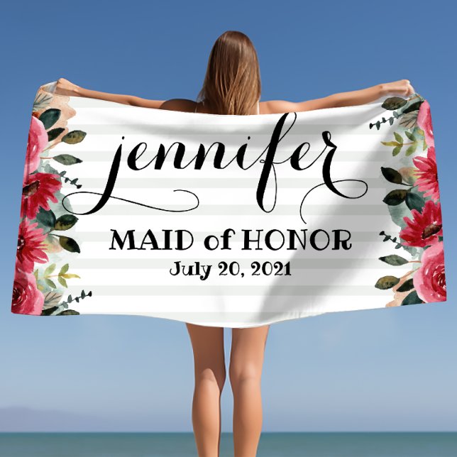 Maid of Honor Bachelorette Personalized  Beach Towel (Maid of Honor Bachelorette Personalized Beach Towel)