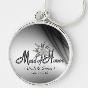 Maid of Honor Black and White Custom Keychains