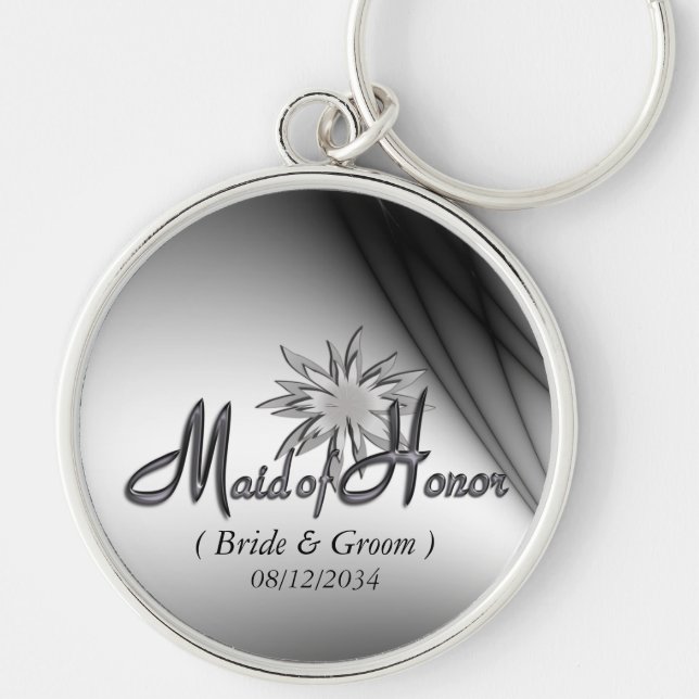 Maid of Honor Black and White Custom Keychains (Front)