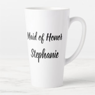 Maid of Honor Black Elegant Script Weddings Latte Mug