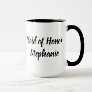 Maid of Honor Black Elegant Script Weddings Mug