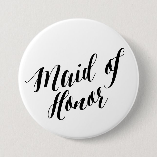 Maid of Honor Black Script Button (Front)
