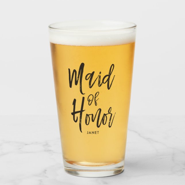 Maid of Honor | Black Script Style Glass (Front Filled)