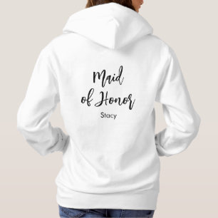 Maid of Honor Black White Calligraphy T-Shirt Hoodie