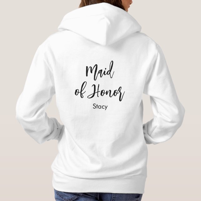 Maid of Honor Black White Calligraphy T-Shirt Hoodie (Back)
