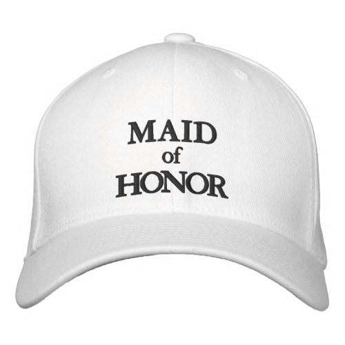 Maid of honor black white custom elegant wedding embroidered baseball cap