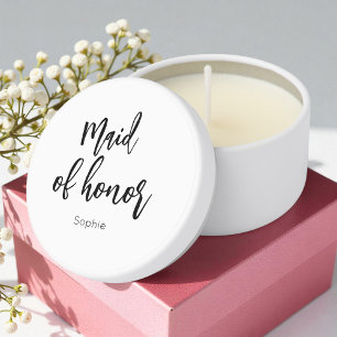 Maid of Honor Black White Wedding  Mini Candle Favors
