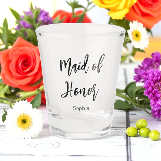 Maid of Honor Black White Wedding Shot Glass (Creator Uploaded)