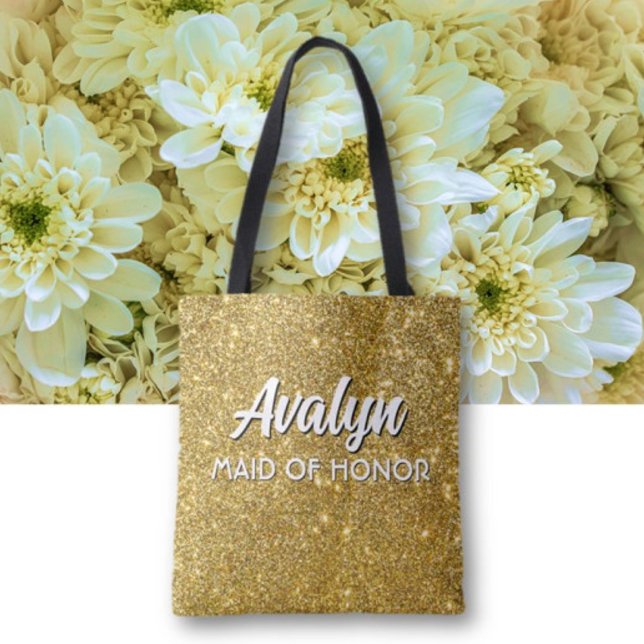 Maid of honor Bling! Custom cute Wedding attendant Tote Bag (Creator Uploaded)