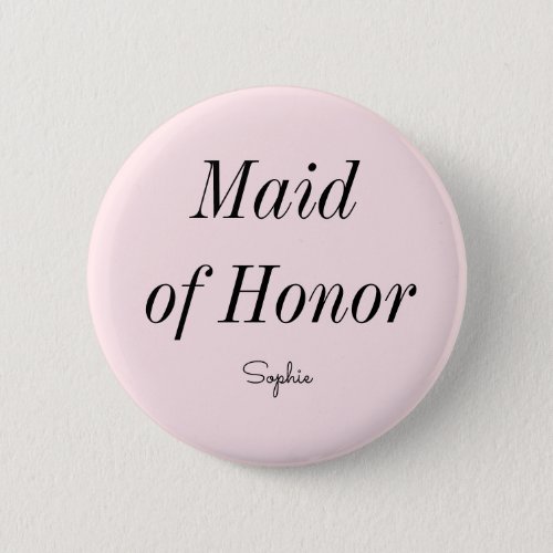 Maid of Honor Blush Pink Wedding  Button