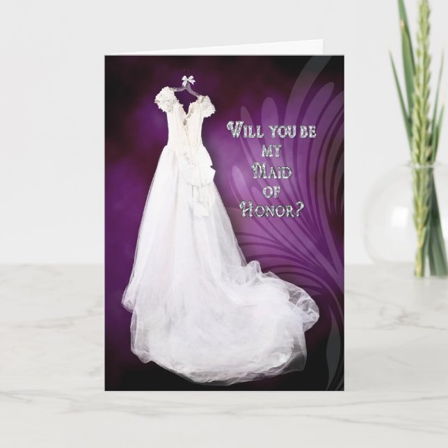 MAID OF HONOR - BRIDAL PARTY ATTENDANT REQUEST INVITATION (Front)