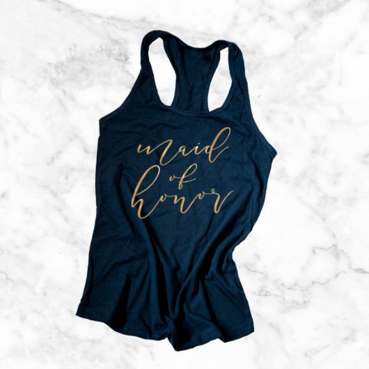 Maid of Honor Bridal Party Racerback Tank Top (Front)