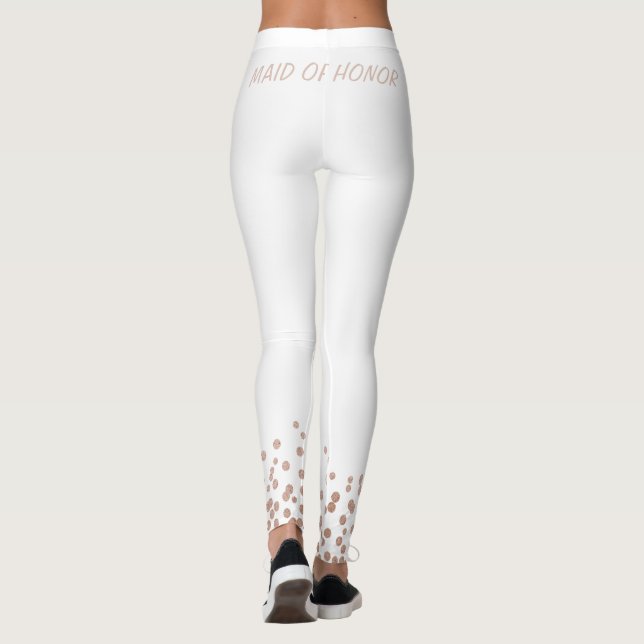 Maid of Honor Bridal Rose Gold Glitter Leggings (Back)