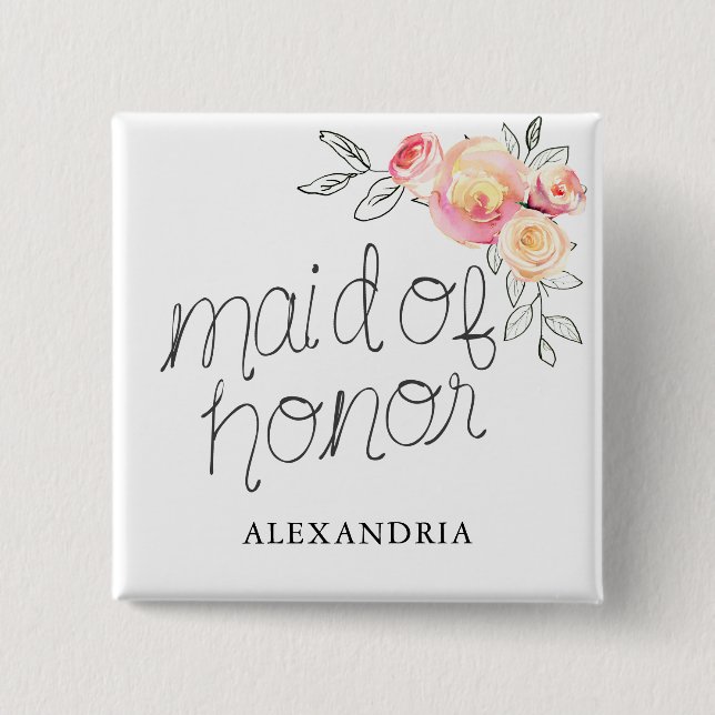 Maid of Honor Bridal Shower Button (Front)