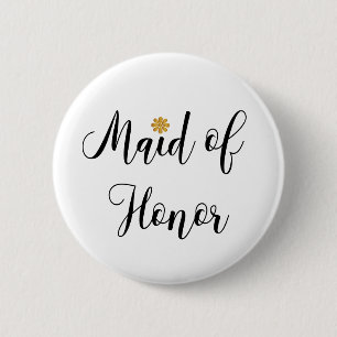 Maid of Honor Bridal Shower Elegant Pinback Button