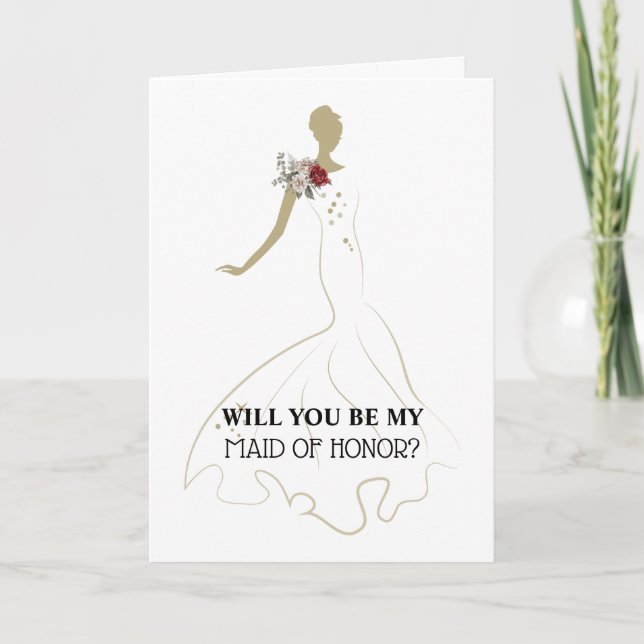 Maid of Honor | Bride wearing wedding dress Card (Front)