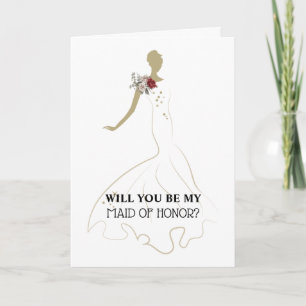 Maid of Honor Bride wearing wedding dress Card