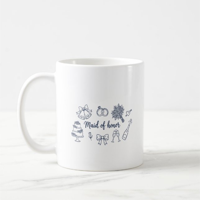 Maid of Honor Bridesmaid Bridal Party Wedding Coffee Mug (Left)