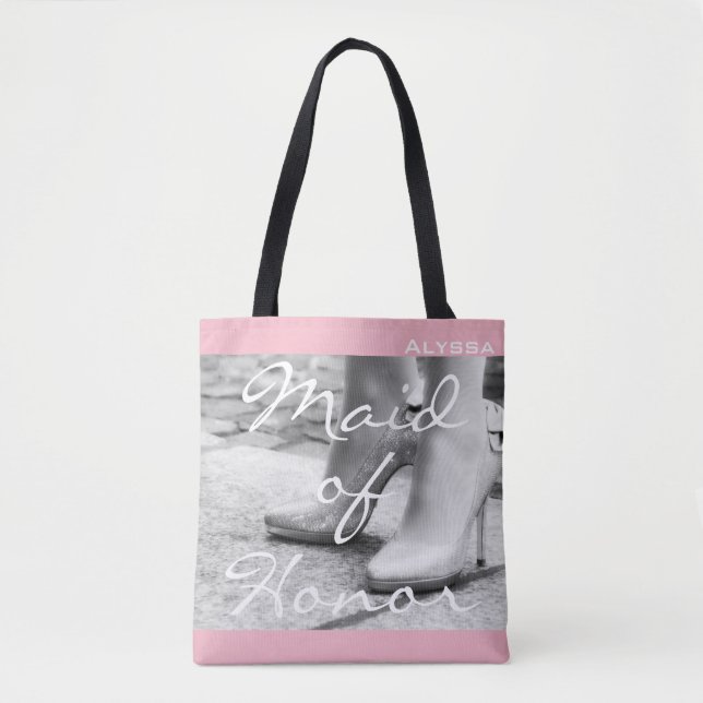 Maid of Honor Bridesmaid High Heels Tote Bag (Front)