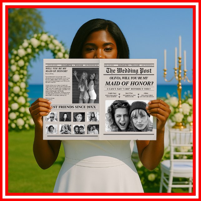 Maid of Honor Bridesmaid Proposal Newspaper Unique Card (Creator Uploaded)