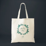 Maid of Honor, Bridesmaid, Teal Greenery Wedding Tote Bag<br><div class="desc">Beautiful teal greenery makes an elegant statement for your wedding party tote bags. You may personalize with your information and change the wording to suit your event.</div>