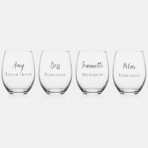 Maid of Honor Bridesmaid Wine Glass Customizable