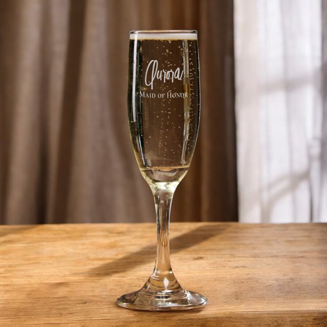 Maid of Honor Brush Handwritten Luxury Champagne Flute (Creator Uploaded)