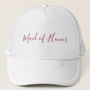 Maid of Honor Burgundy Script Trucker Hat
