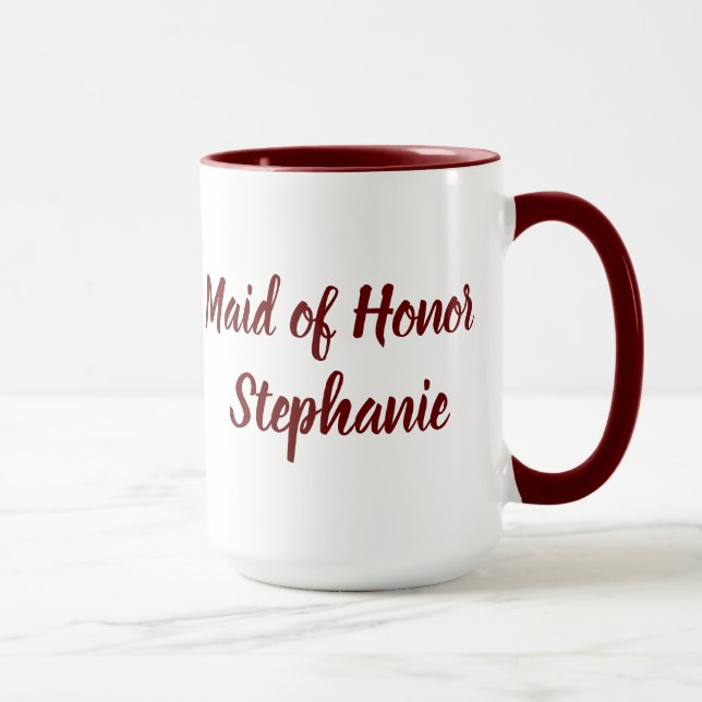 Maid of Honor Burgundy Script Weddings Mug (Right)