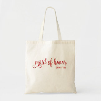 Maid of Honor Calligraphy Red Bach Tote Bag