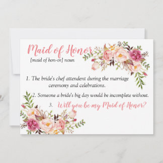 Maid of Honor Card