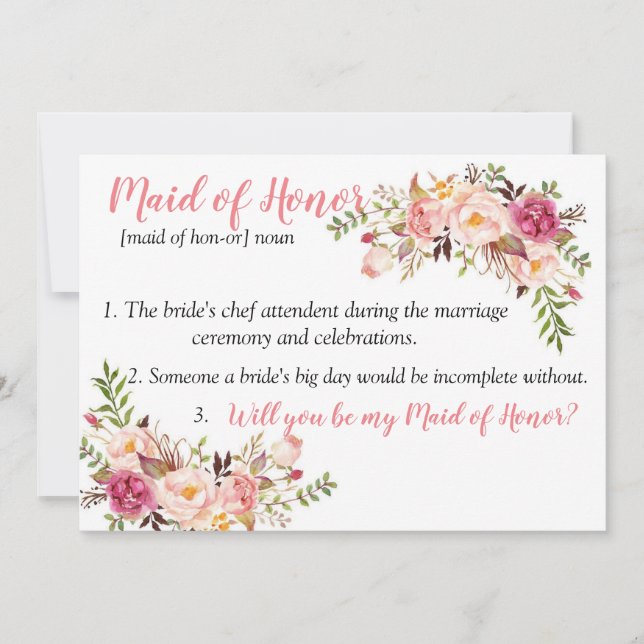 Maid of Honor Card (Front)
