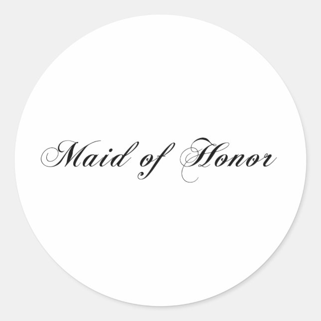 Maid of Honor Classic Round Sticker (Front)