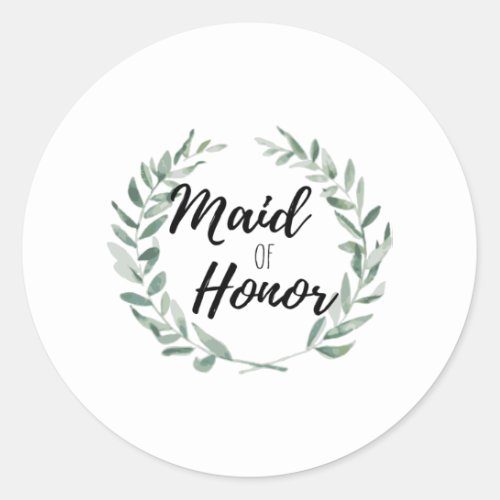 Maid of honor classic round sticker