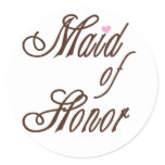 Maid of Honor Classy Browns Classic Round Sticker