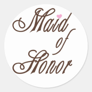 Maid of Honor Classy Browns Classic Round Sticker