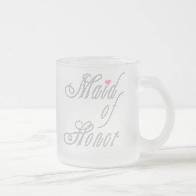 Maid of Honor Classy Grays Frosted Glass Coffee Mug (Right)