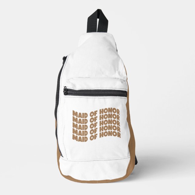 Maid of Honor Compact Light Brown White Sling Bag (Front)