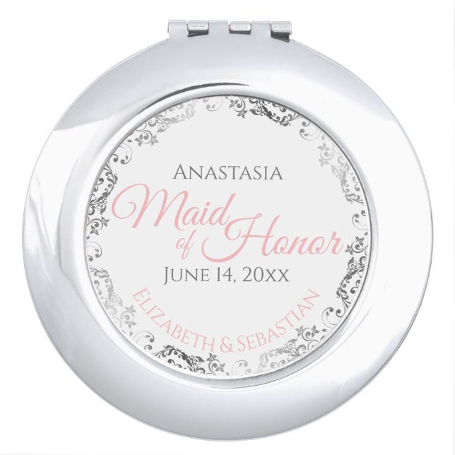 Maid of Honor Compact Mirror Wedding Gift (Front)