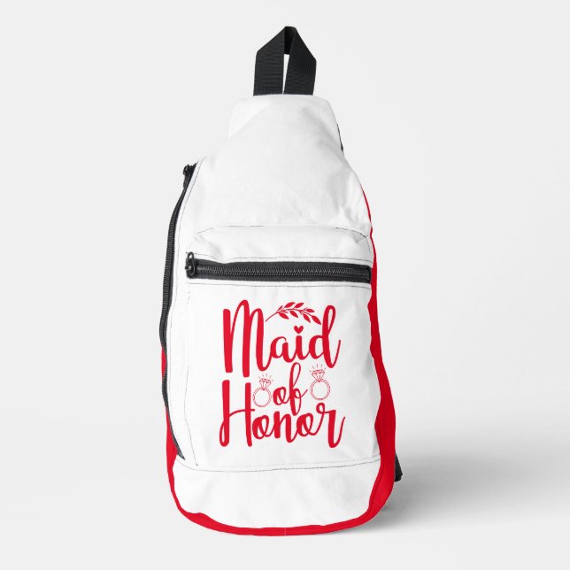Maid of Honor Compact Red White Sling Bag (Front)