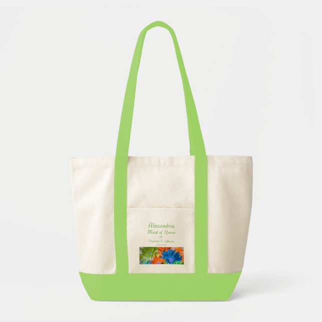 "Maid of Honor" - Crazy Daisies Tote Bag (Front)