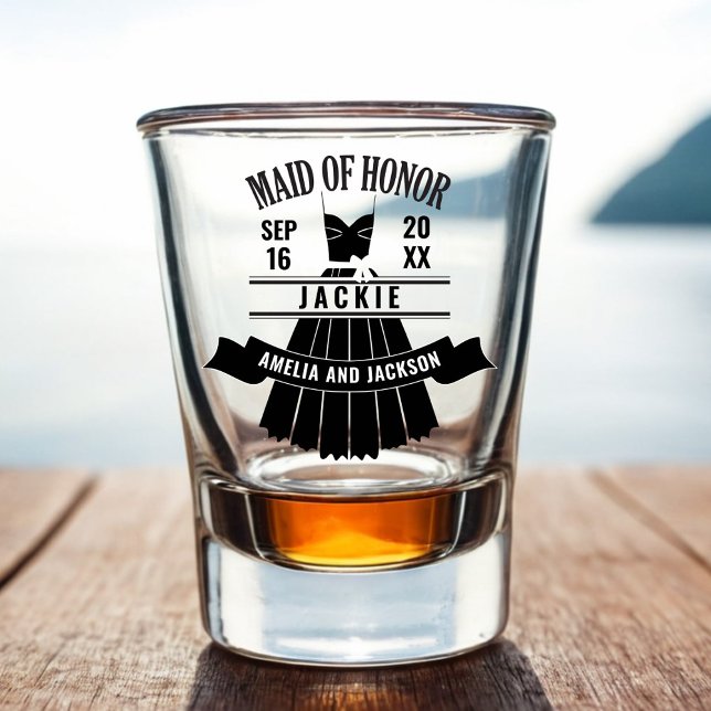 Maid of Honor Custom Dress Wedding Favor Shot Glass (Maid of Honor Custom Dress Wedding Gift Shot Glass)