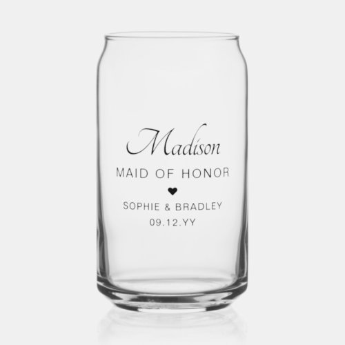 Maid Of Honor Custom Personalised Wedding Party Can Glass