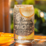 Maid Of Honor Custom Personalised Wedding Party Can Glass<br><div class="desc">Maid Of Honor Custom Personalised Name Wedding Party Can Glass features your Maid of Honor's name with the bridal couple's names and wedding date accented with a small love heart. Custom made for your bridesmaids. Makes a fabulous bridesmaid gift or wedding favor. Designed by ©2024 Evco Studio www.zazzle.com/store/evcostudio</div>