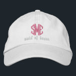 Maid of Honor Custom Wedding Monogram Baseball Cap<br><div class="desc">Surprise your maid of honor with this cool baseball style cap that features her 3 letter monogram and the words maid of honor below. Pictured above is a white cap with pink text but you can easily change the cap and text colors to match your wedding theme/colors. This makes an...</div>