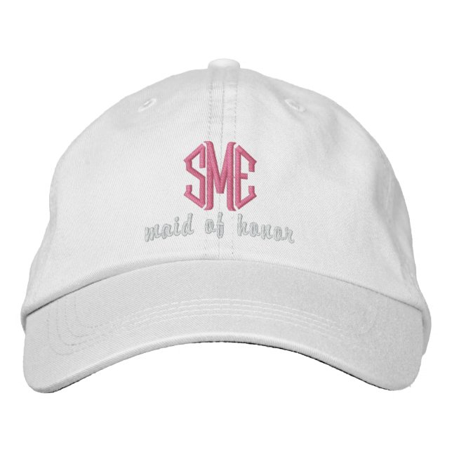 Maid of Honor Custom Wedding Monogram Baseball Cap (Front)