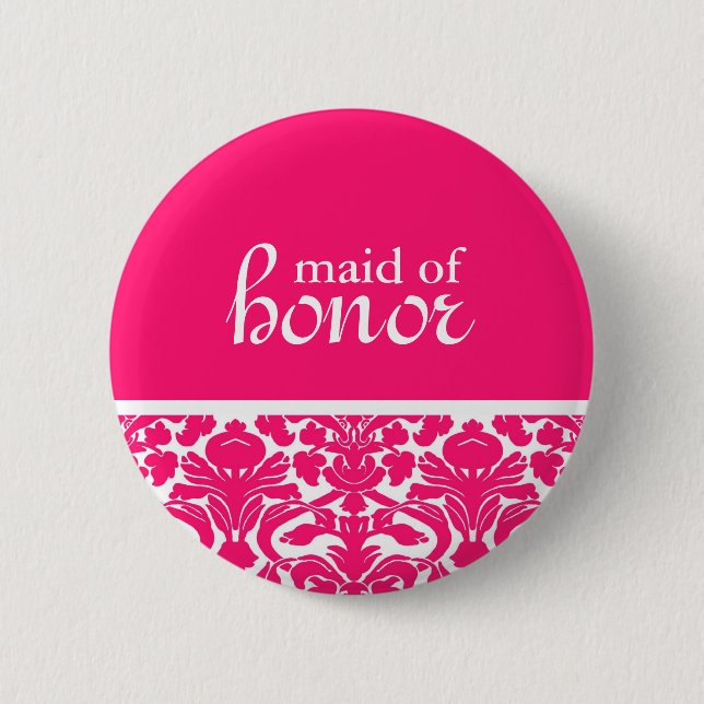 Maid of Honor Damask Button (Front)