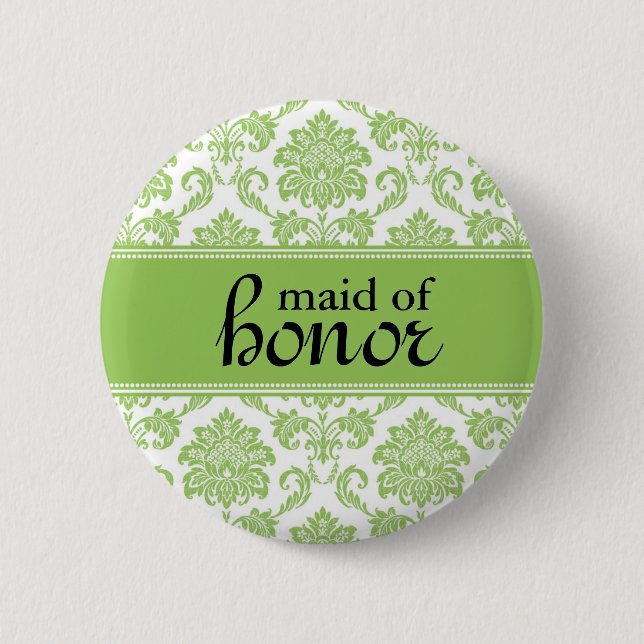 Maid of Honor Damask Button (Front)