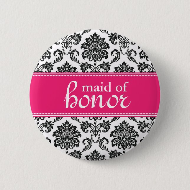 Maid of Honor Damask Button (Front)