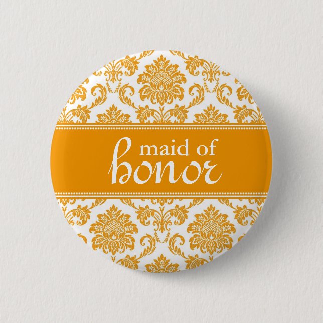 Maid of Honor Damask Button (Front)